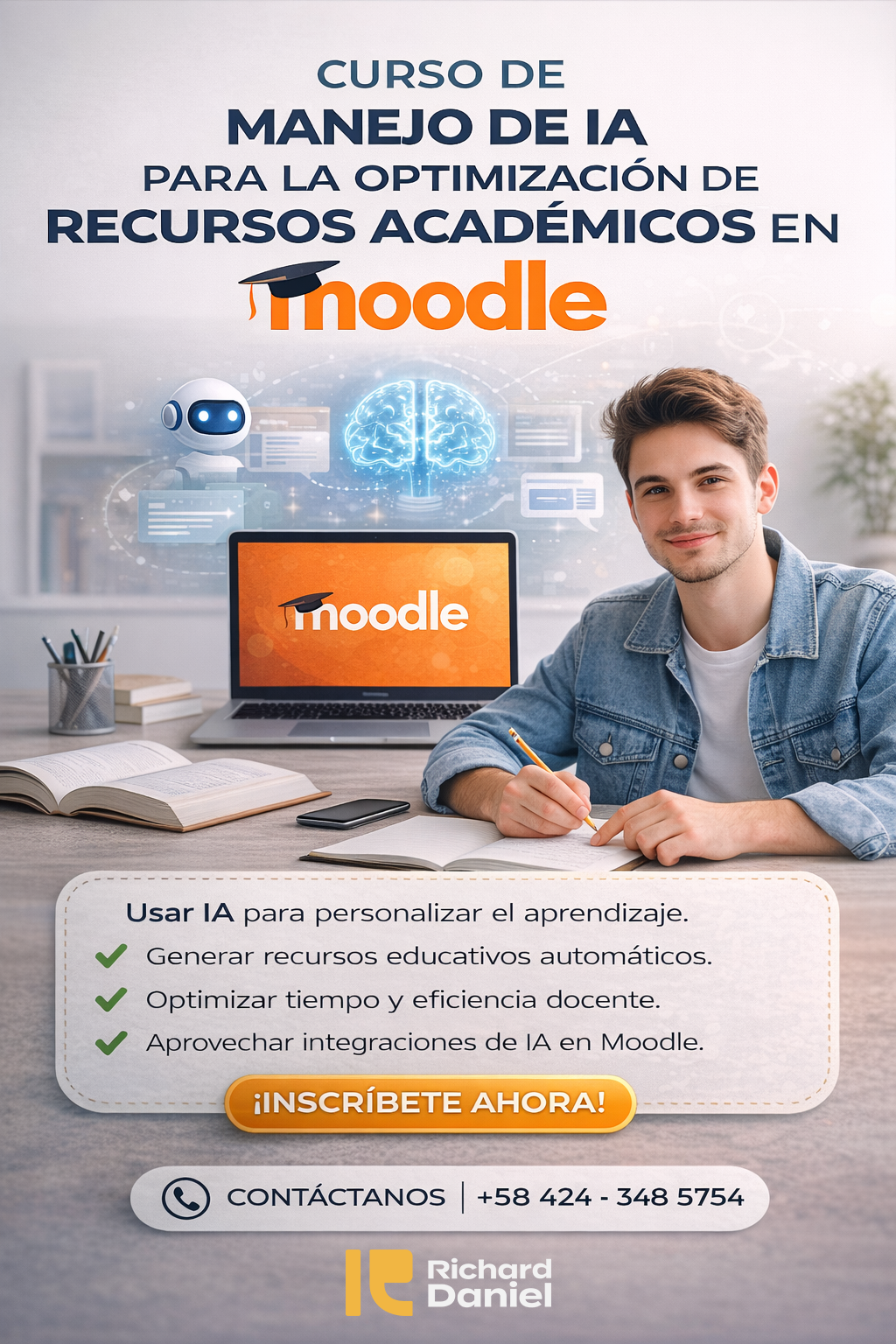 Curso de manejo de la IA para la optimización de recursos académicos en Moodle